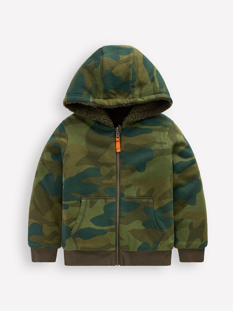 Boden Green Reversible Borg Hoodie - Image 1 of 4