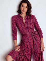 Boden Red Marcia Jersey Shirt Dress - Image 1 of 6