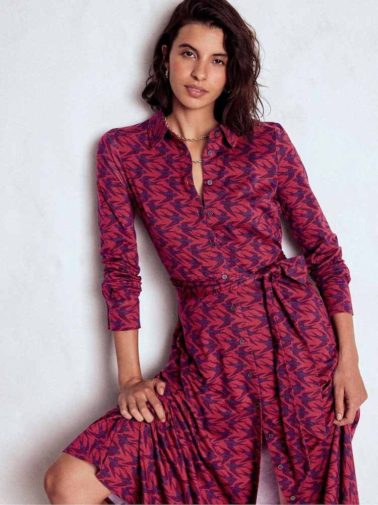Boden Red Marcia Jersey Shirt Dress - Image 1 of 6