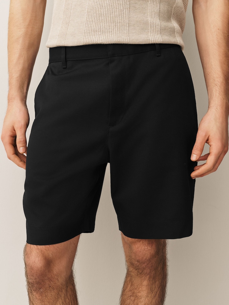 Black Regular Fit Plain Front Smart Shorts 2 Pack - Image 1 of 10