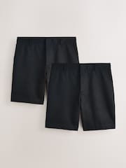 Black Regular Fit Plain Front Smart Shorts 2 Pack - Image 6 of 10