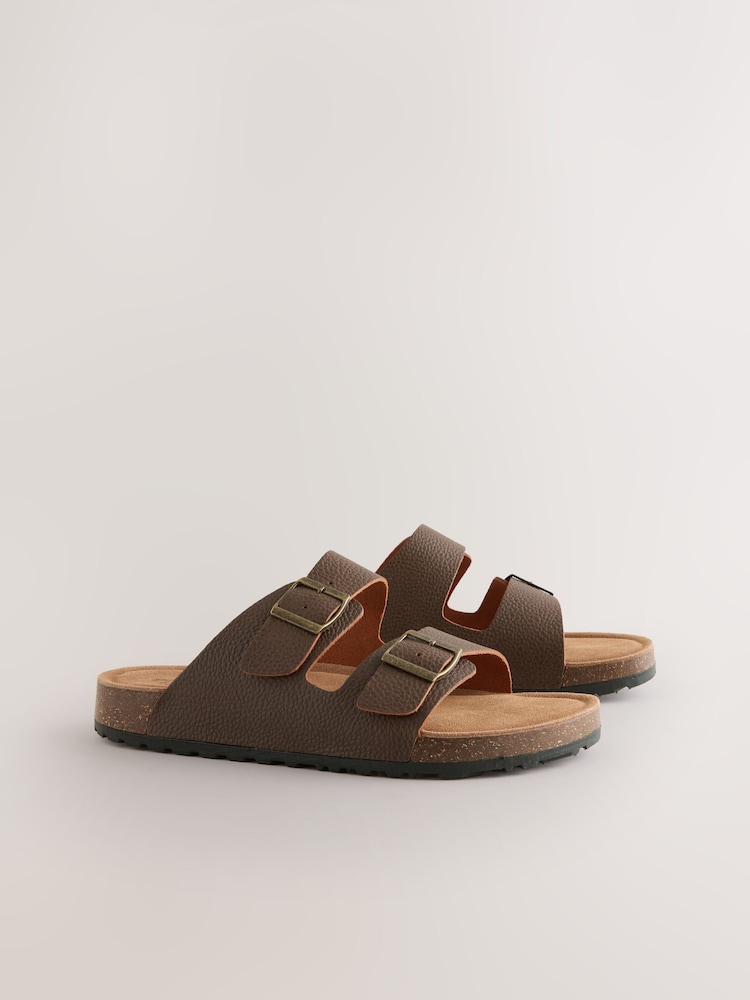 Brown Leather Two Buckle Sandals - Image 1 of 5