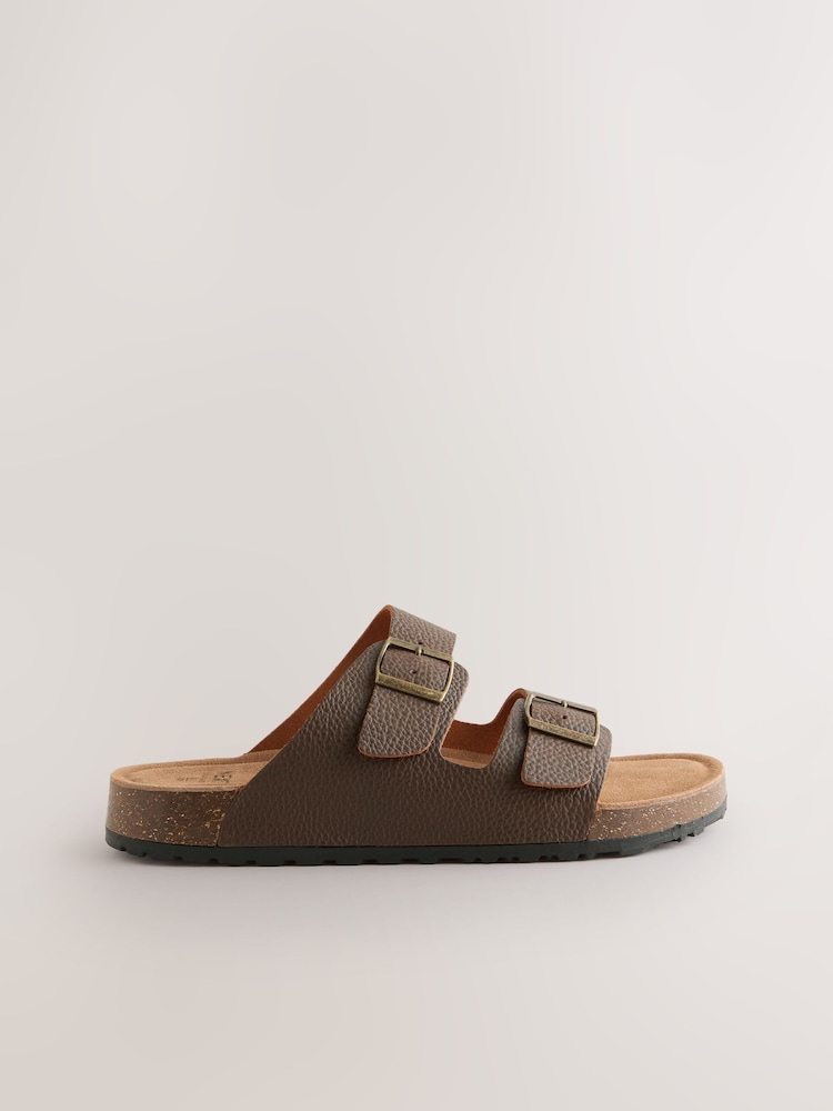 Brown Leather Two Buckle Sandals - Image 2 of 5