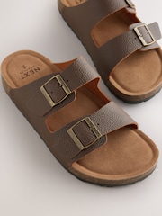 Brown Leather Two Buckle Sandals - Image 4 of 5