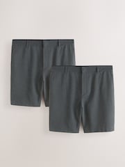 Grey Regular Fit Plain Front Smart Shorts 2 Pack - Image 1 of 10
