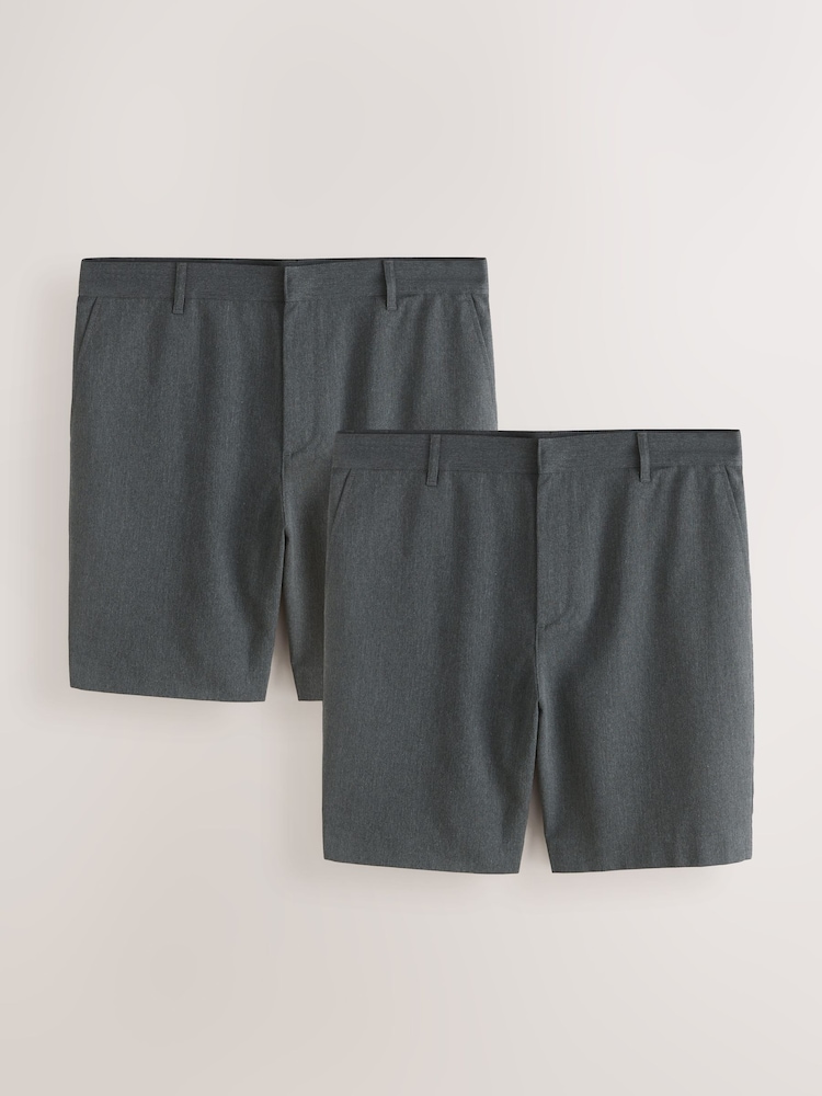 Grey Regular Fit Plain Front Smart Shorts 2 Pack - Image 1 of 10 Grey Regular Fit Plain Front Smart Shorts 2 Pack - Image 1 of 10