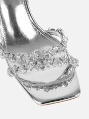 Simmi London Silver Meave Diamante Block Heeled Sandals - Image 4 of 4