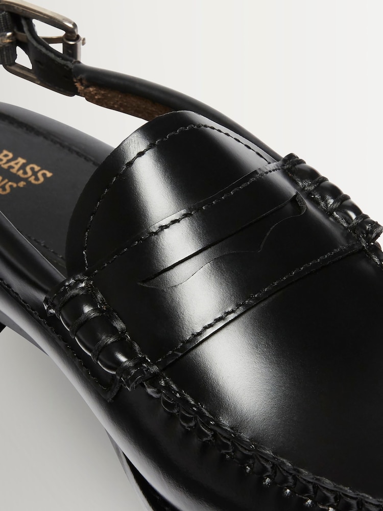 G.H.Bass Black Weejun Leather Penny Slingback Loafers - Image 6 of 6