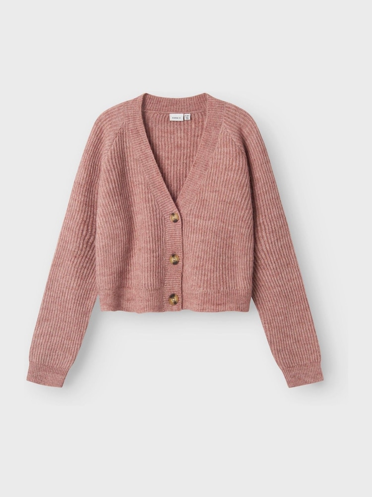 Name It Pink Boxy Short Knitted Cardigan - Image 1 of 2 Name It Pink Boxy Short Knitted Cardigan - Image 1 of 2