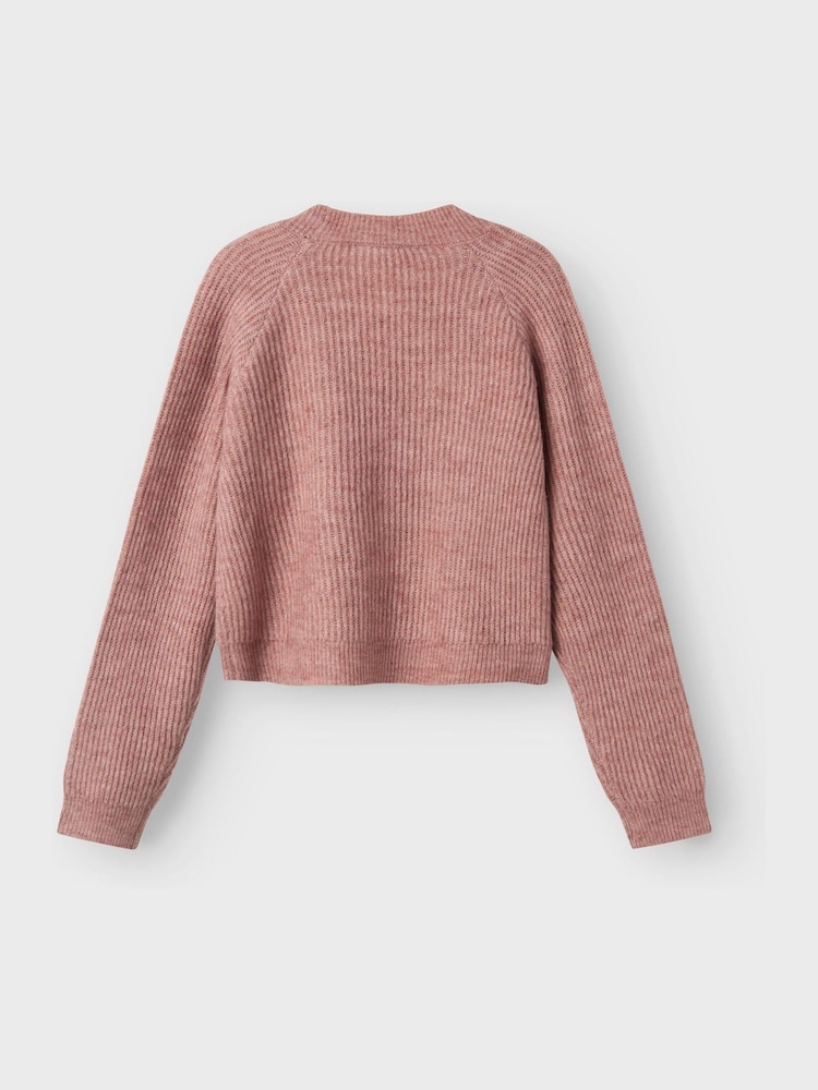 Name It Pink Boxy Short Knitted Cardigan - Image 2 of 2 Name It Pink Boxy Short Knitted Cardigan - Image 2 of 2