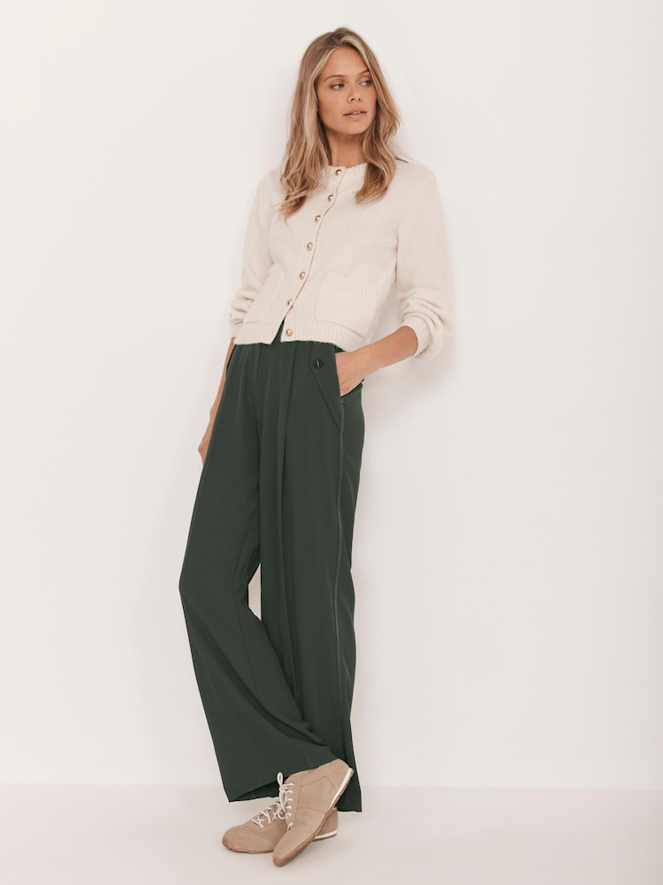 Mint Velvet Green Tailored Wide Trousers - Image 1 of 8