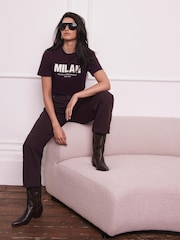 Mint Velvet Red Burgundy Cotton Graphic T-Shirt - Image 3 of 8