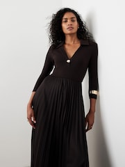 Mint Velvet Brown Jersey Midi Dress - Image 4 of 7