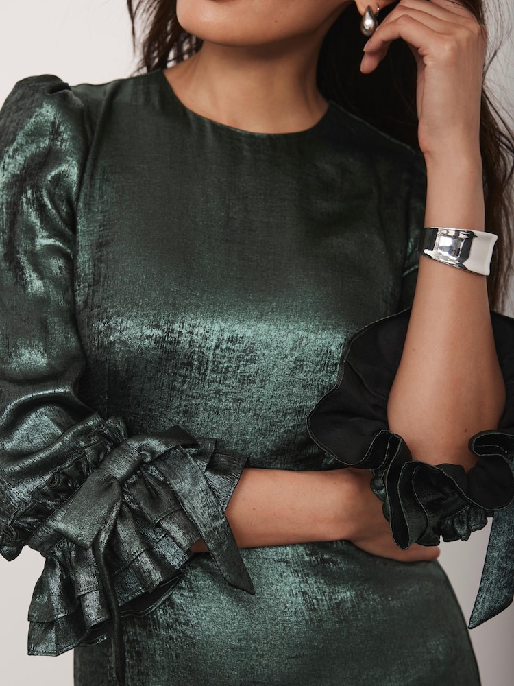 Buy Mint Velvet Green Green Metallic Midi Dress from Next USA Buy Mint Velvet Green Green Metallic Midi Dress from Next USA