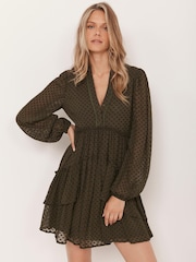 Mint Velvet Green Green Jacquard Mini Dress - Image 1 of 8