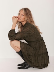 Mint Velvet Green Green Jacquard Mini Dress - Image 2 of 8
