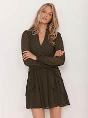 Mint Velvet Green Green Jacquard Mini Dress - Image 3 of 8