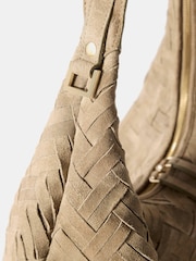 Mint Velvet Green Woven Suede Shoulder Bag - Image 3 of 4