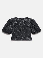 Mint Velvet Black Embellished Puff Sleeve Blouse - Image 8 of 8