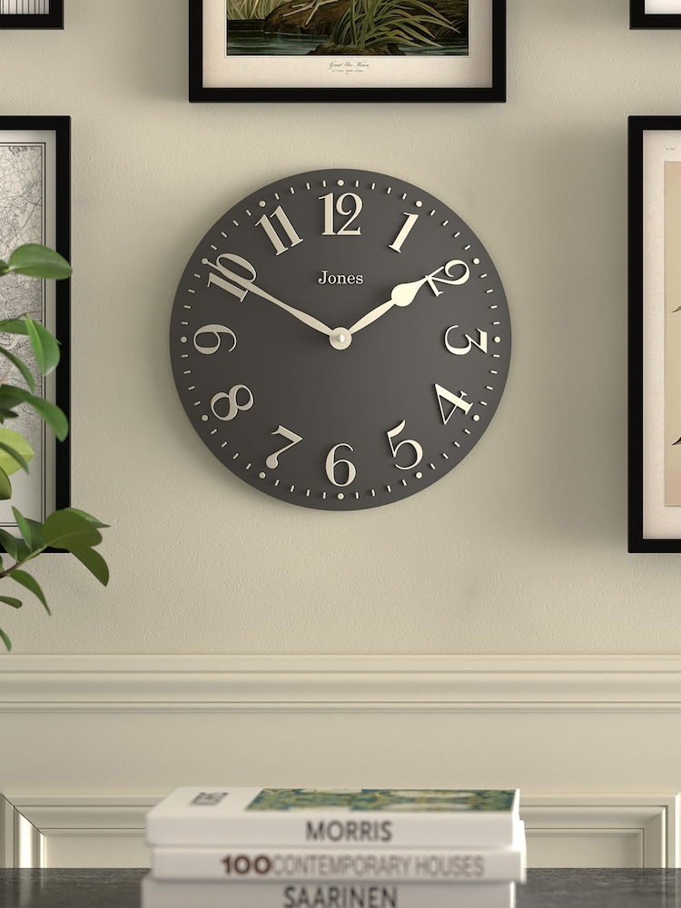 Jones Clocks Blizzard Grey Betty Convex Wall Clock 30cm - Image 1 of 4 Jones Clocks Blizzard Grey Betty Convex Wall Clock 30cm - Image 1 of 4