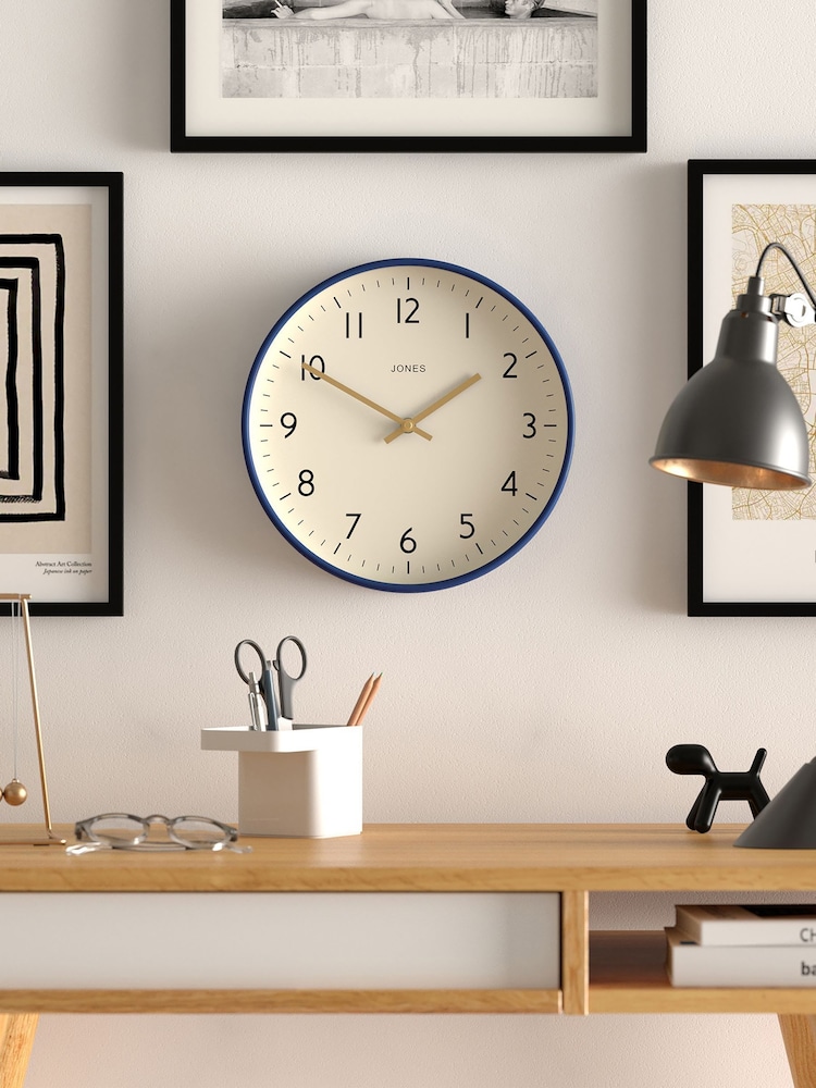 Jones Clocks Navy Blue Studio Wall Clock 30cm - Image 1 of 4