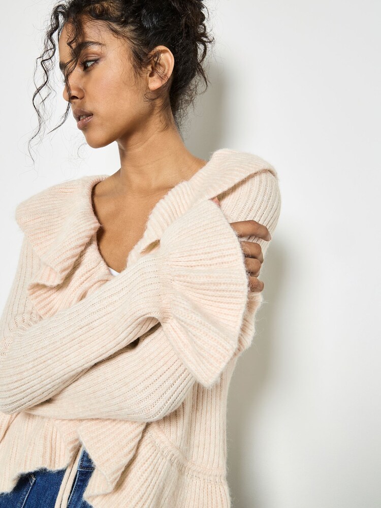 Apricot Natural Ruffle Front Cardigan - Image 4 of 4