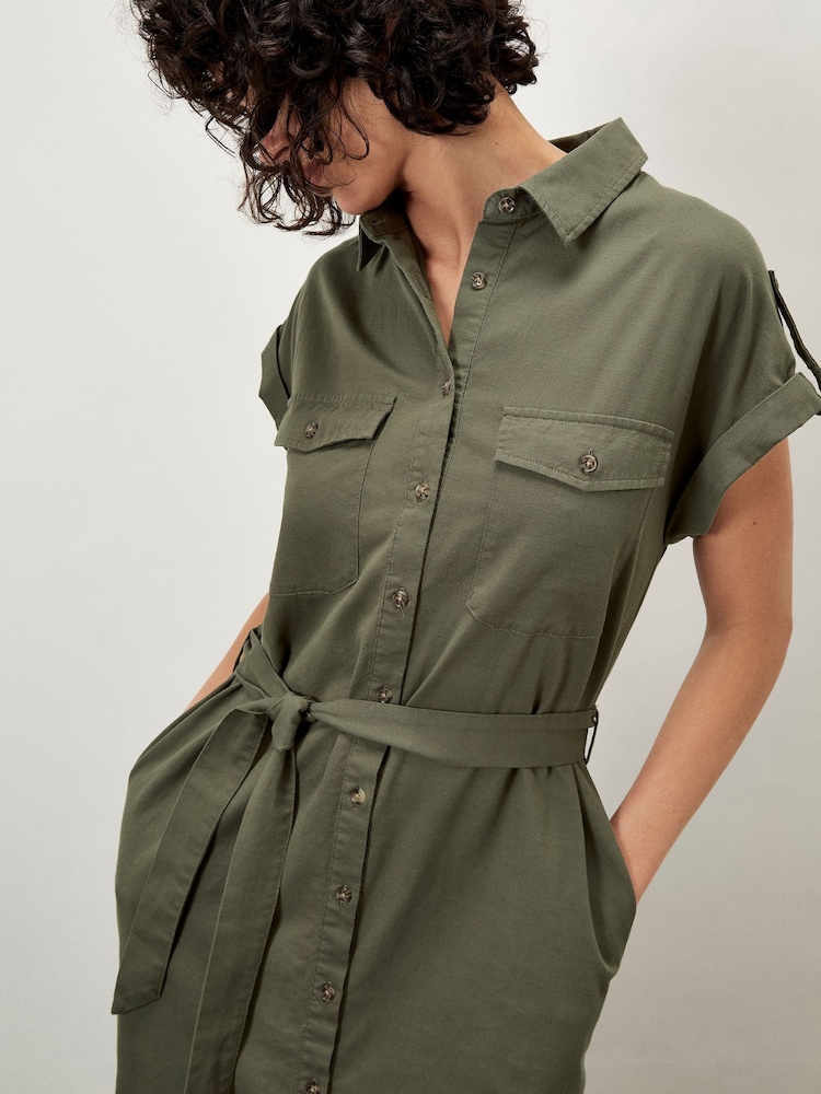 Apricot Green Midi Belted Dress - Image 4 of 4 Apricot Green Midi Belted Dress - Image 4 of 4