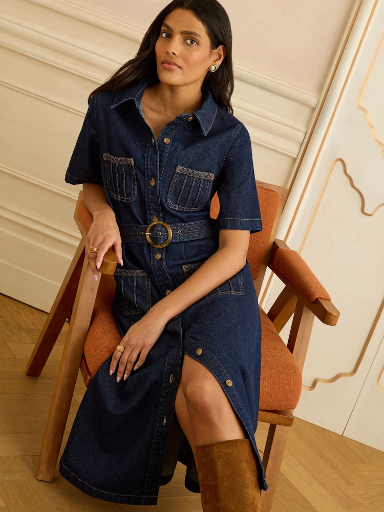 carolina herrera denim shirt dress Carolina Herrera Seamed Denim Button-Front Shirtdress UFO No More