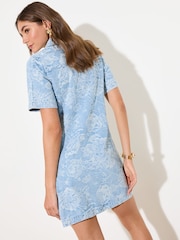 Friends Like These Light Blue Floral Denim A-Line Mini Dress - Image 4 of 4