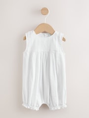 White Lace Woven Baby Romper (0mths-2yrs) - Image 1 of 8