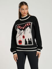 South Beach Black Les Alpes Jaquard Knit Jumper - Image 1 of 5
