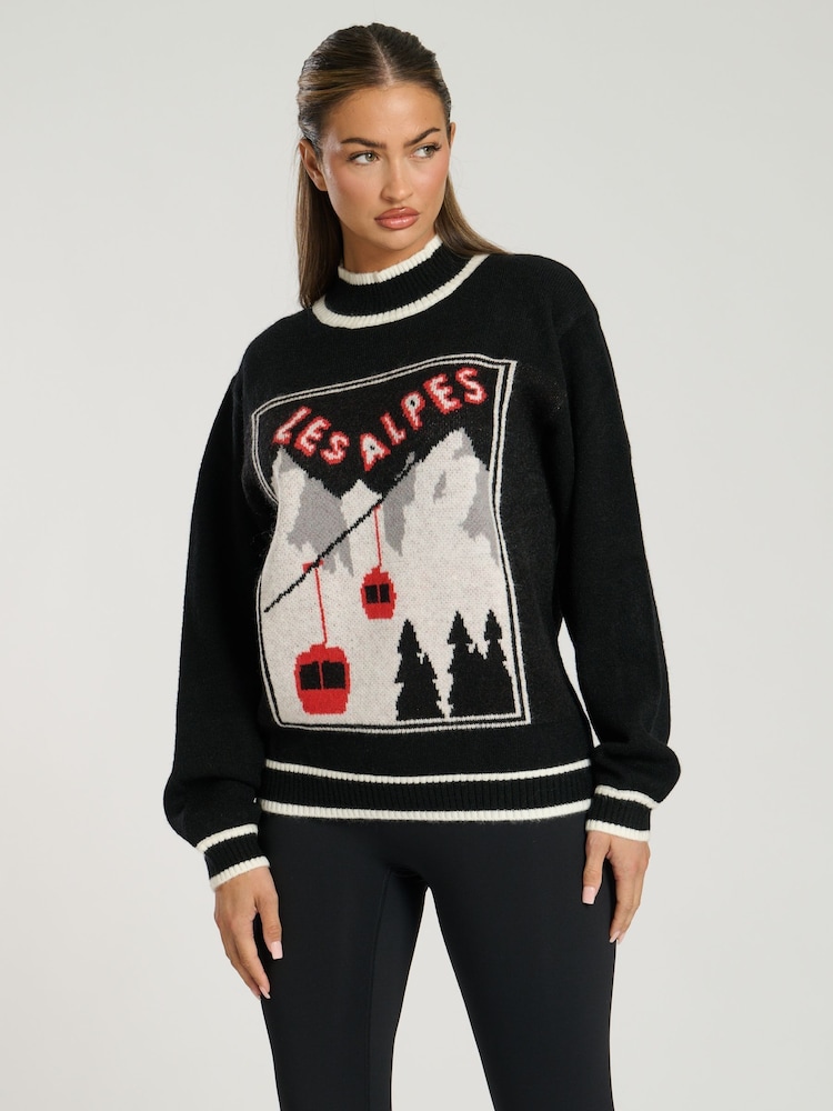 South Beach Black Les Alpes Jaquard Knit Jumper - Image 1 of 5