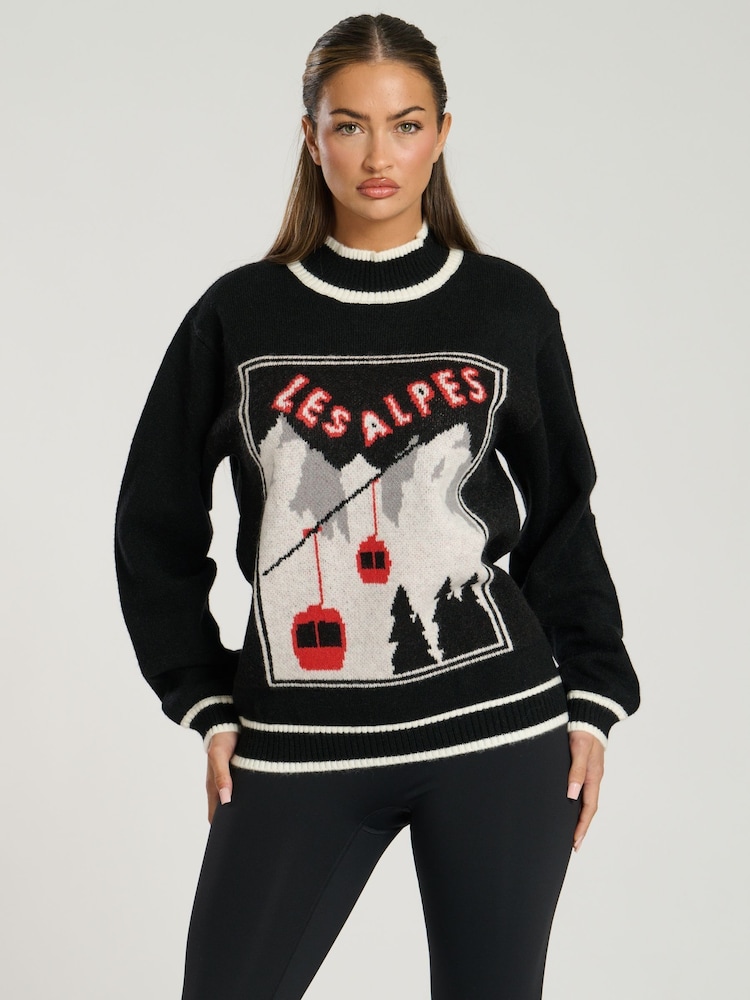South Beach Black Les Alpes Jaquard Knit Jumper - Image 5 of 5