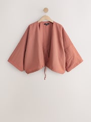 дат күрөң - Tie Front Lightweight Jacket - 7ичинен 5 сүрөт