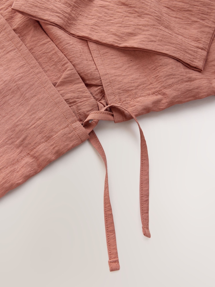 дат күрөң - Tie Front Lightweight Jacket - 7ичинен 7 сүрөт