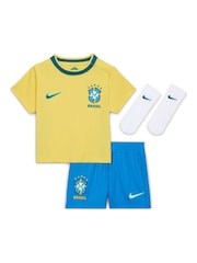Nike Yellow Brazil Stadium Home Football Kit 3 Piece - Image 1 of 3