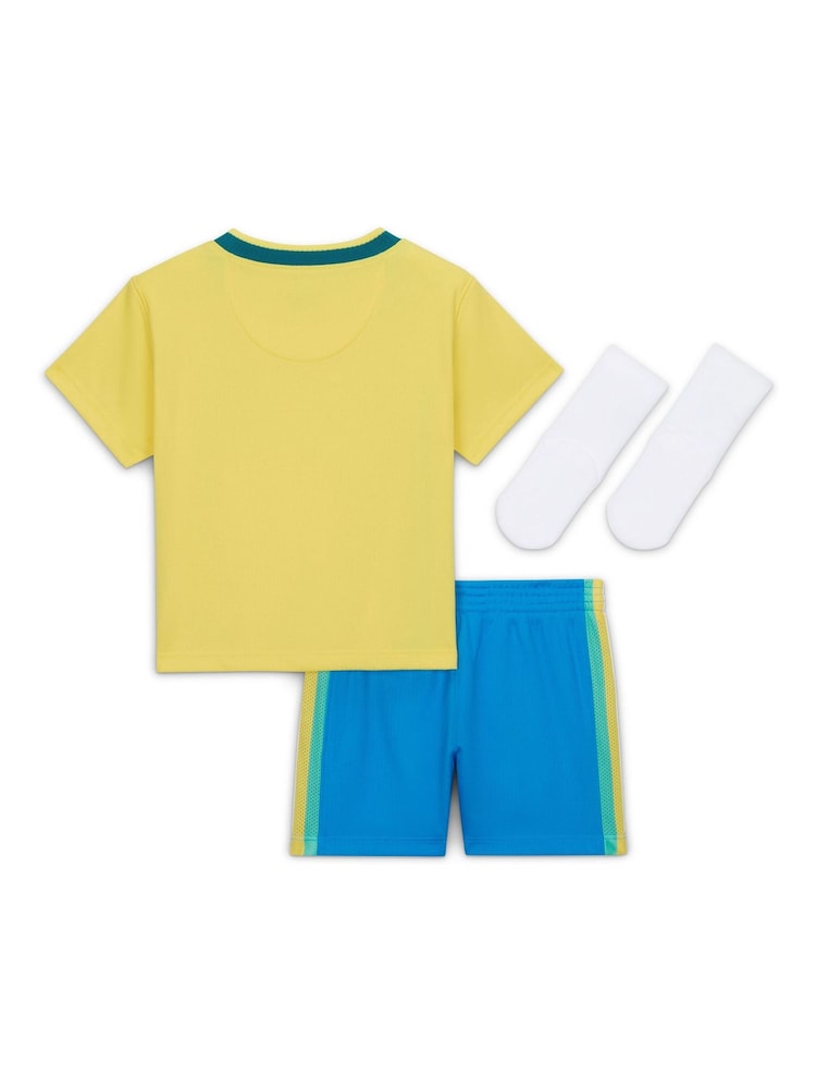 Nike Yellow Brazil Stadium Home Football Kit 3 Piece - Image 2 of 3