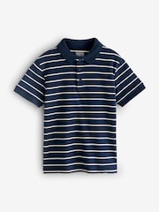 Navy Blue Stripe Short Sleeve Polo Shirt - Image 1 of 1