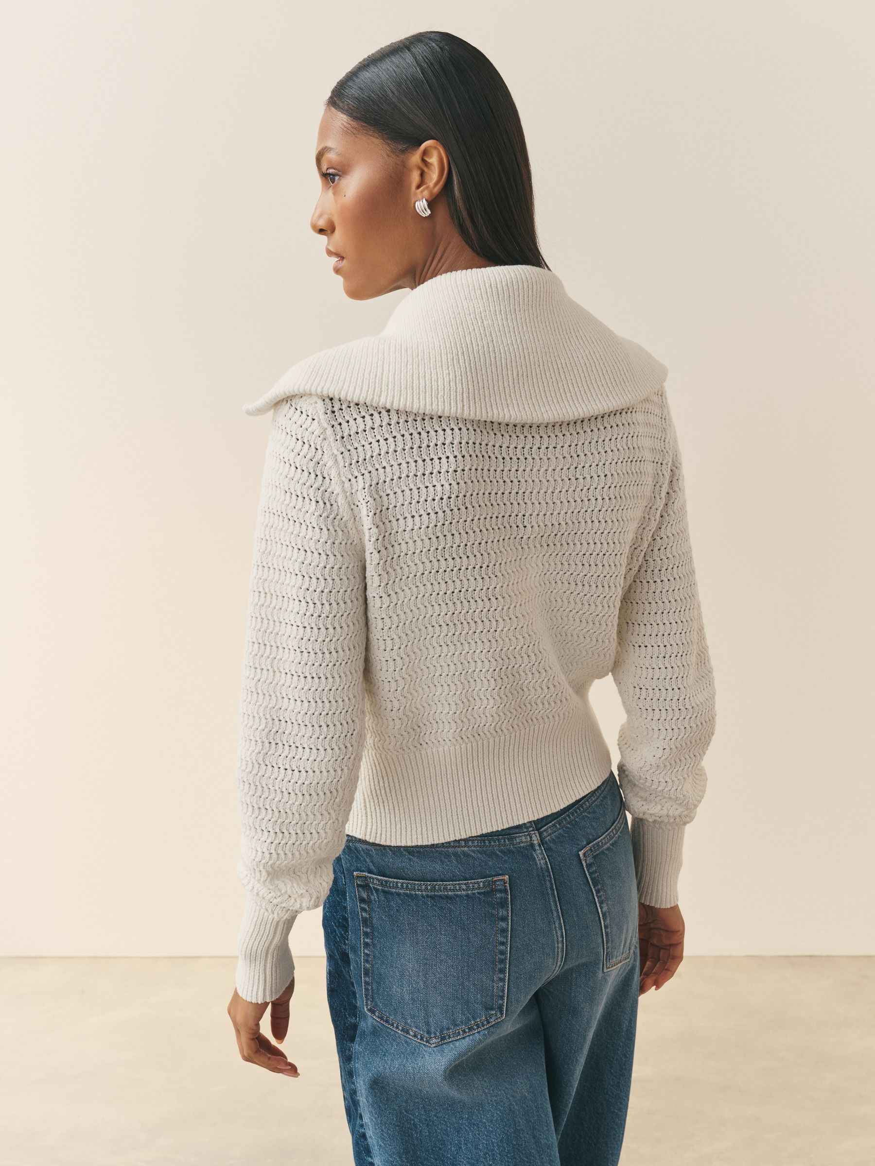 Buy Nothing Ordinary Cream Premium Cotton Rich Double Zip Knitted