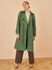 Yumi Green Faux Suede Trench Coat - Image 2 of 5