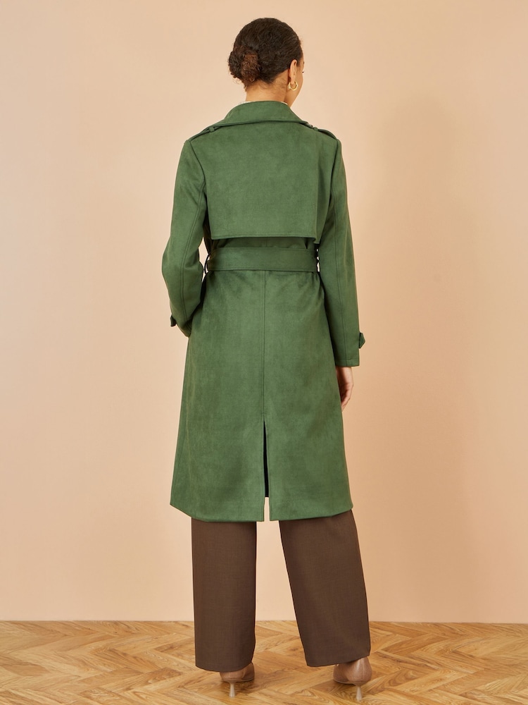 Yumi Green Faux Suede Trench Coat - Image 5 of 5 Yumi Green Faux Suede Trench Coat - Image 5 of 5