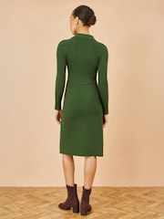 Yumi Green Rib Knit Midi Shirt Dress With Snaffle Belt - Image 4 of 4