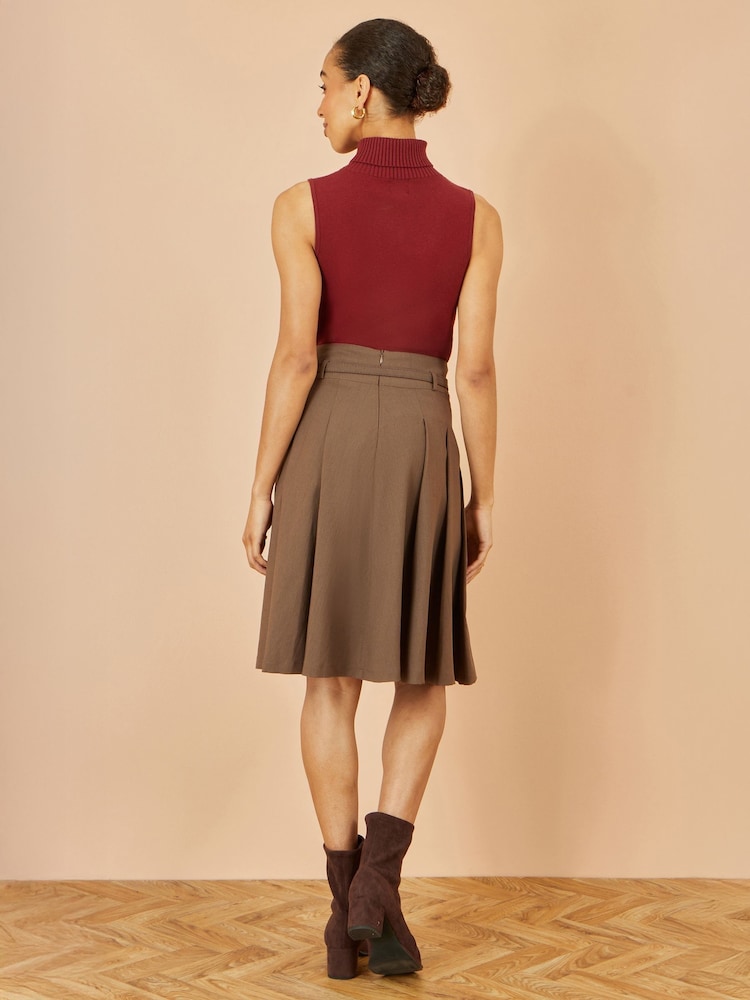 Yumi Brown Pleated Midi Skirt With Matching Belt - Image 4 of 4 Yumi Brown Pleated Midi Skirt With Matching Belt - Image 4 of 4
