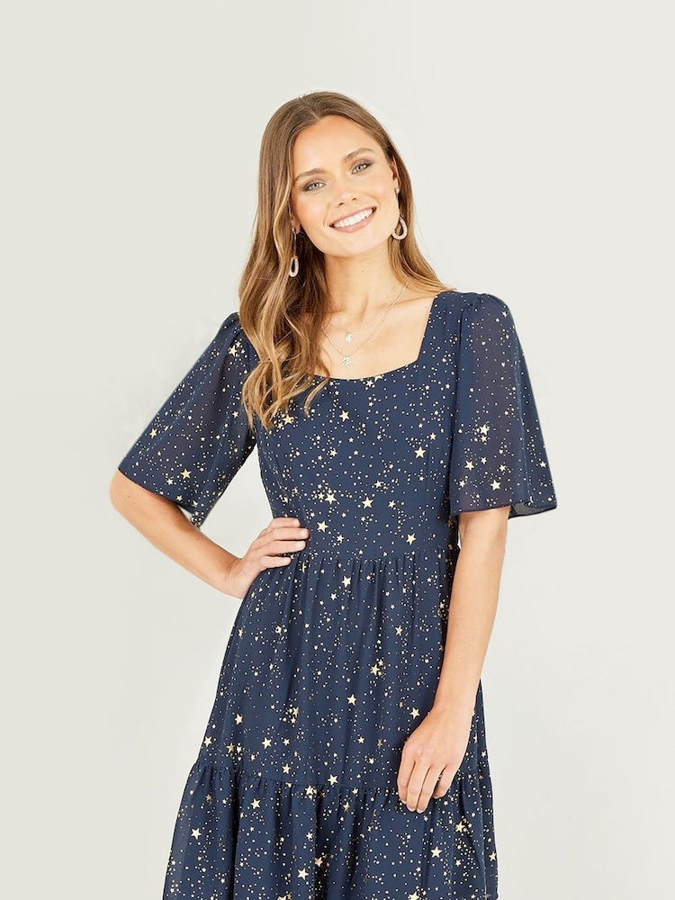 Yumi Blue Star Print Skater Dress - Image 2 of 4