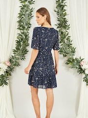 Yumi Blue Star Print Skater Dress - Image 3 of 4