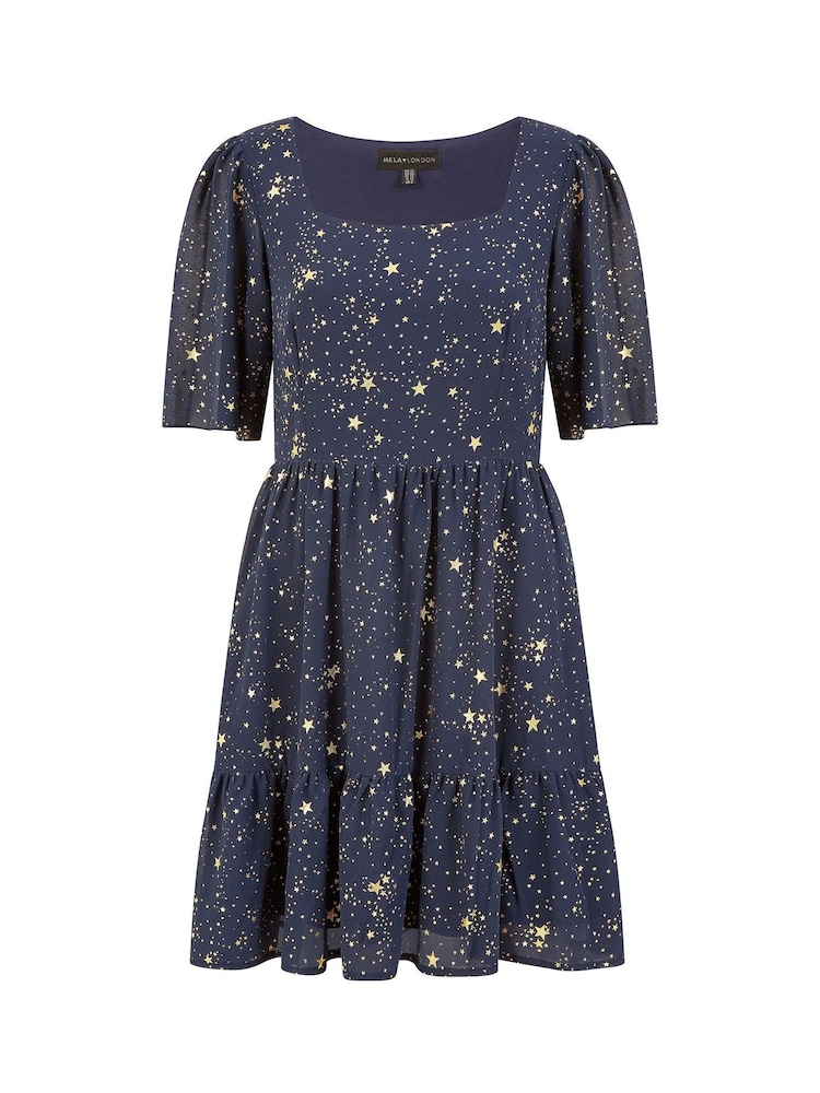 Yumi Blue Star Print Skater Dress - Image 4 of 4