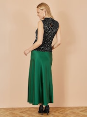 Yumi Green Satin Midi Skirt - Image 2 of 3