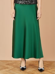 Yumi Green Satin Midi Skirt - Image 3 of 3