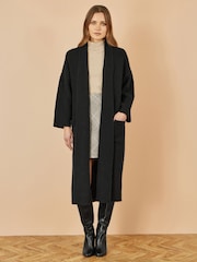 Yumi Black Knitted Maxi Cardigan With Pockets - Image 1 of 4