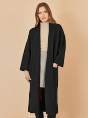 Yumi Black Knitted Maxi Cardigan With Pockets - Image 2 of 4